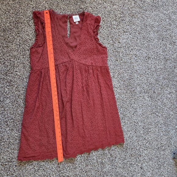 Knox Rose Womens Large Dark Mauve Eyelet Lined Dress Ruffles Cottagecore Romance - Picture 6 of 7